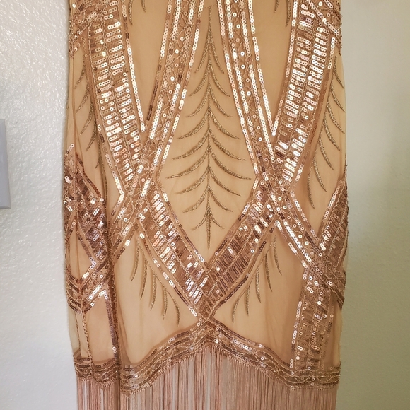 Elegant Sequin Fringe Dress - Cream - Picture 12 of 12